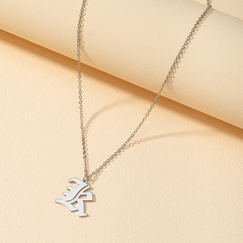Gothic Style English Letter Pendant Necklace with Cross-Border Charm