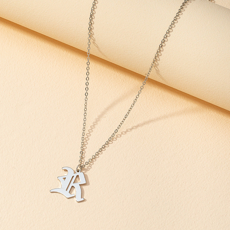 Gothic Style English Letter Pendant Necklace with Cross-Border Charm