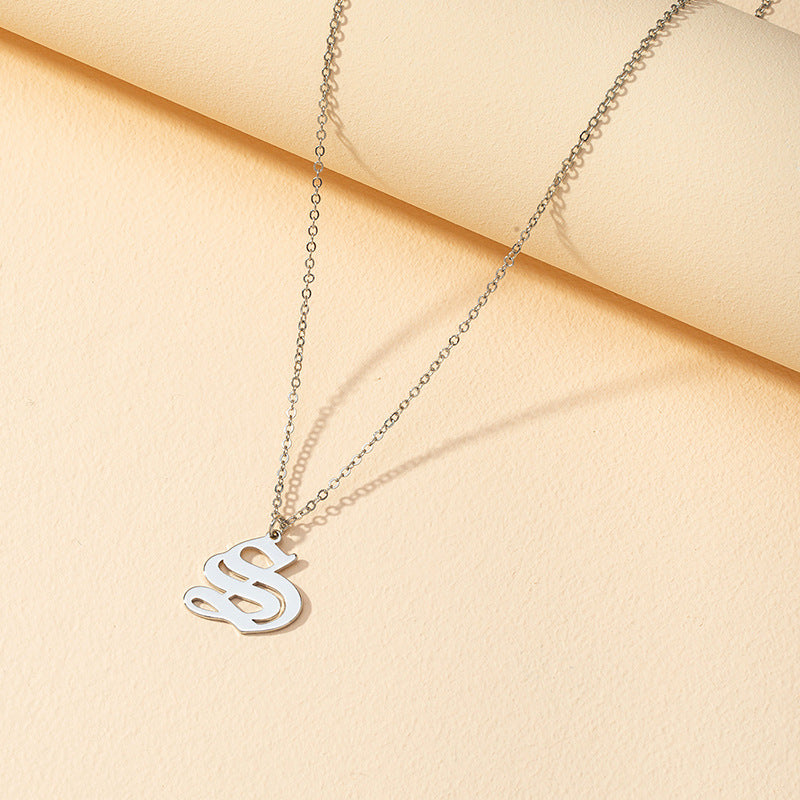Gothic Style English Letter Pendant Necklace with Cross-Border Charm
