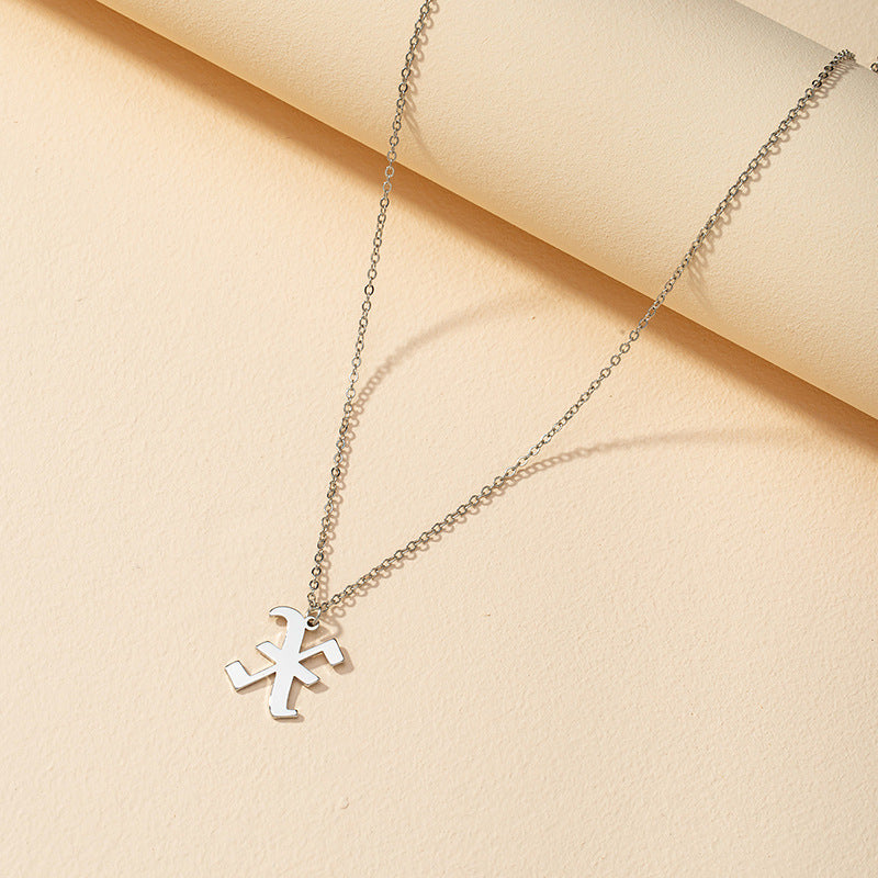 Gothic Style English Letter Pendant Necklace with Cross-Border Charm