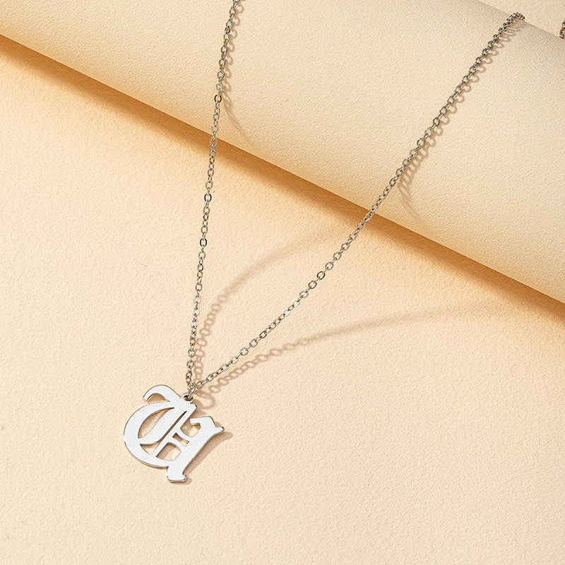 Gothic Style English Letter Pendant Necklace with Cross-Border Charm