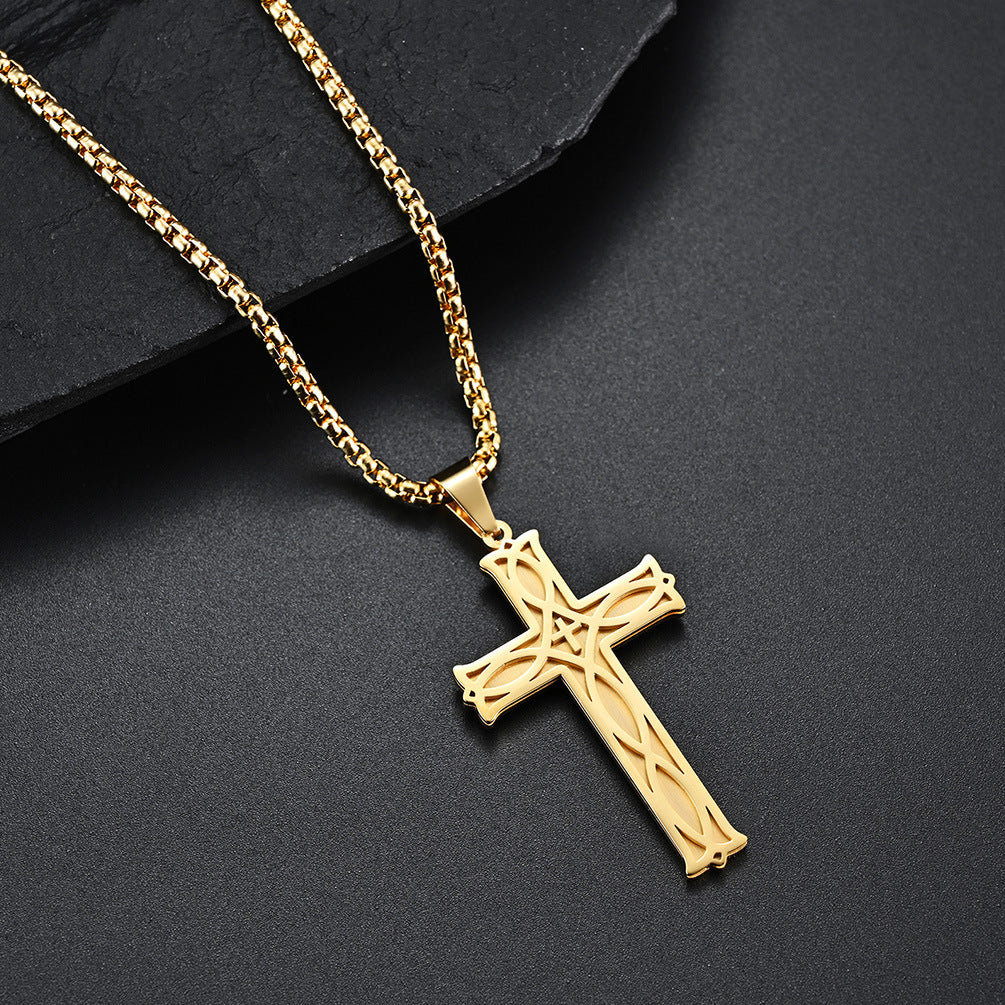 Planderful Nordic Irish Knot Titanium Steel Cross Necklace Eternal Knot Pendant For Men And Women Everyday Jewelry
