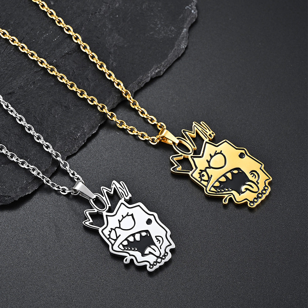 Cartoon Man Exaggerated Horror Funny Expression MOM Hip-Hop Necklace