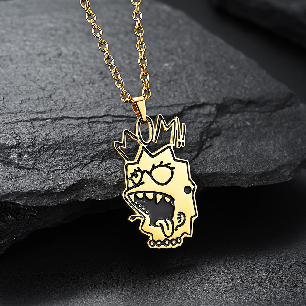 Cartoon Man Exaggerated Horror Funny Expression MOM Hip-Hop Necklace