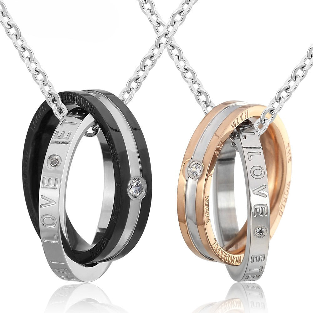 Planderful Titanium Steel Unisex Couple Necklace With Protection Pendant For Couples