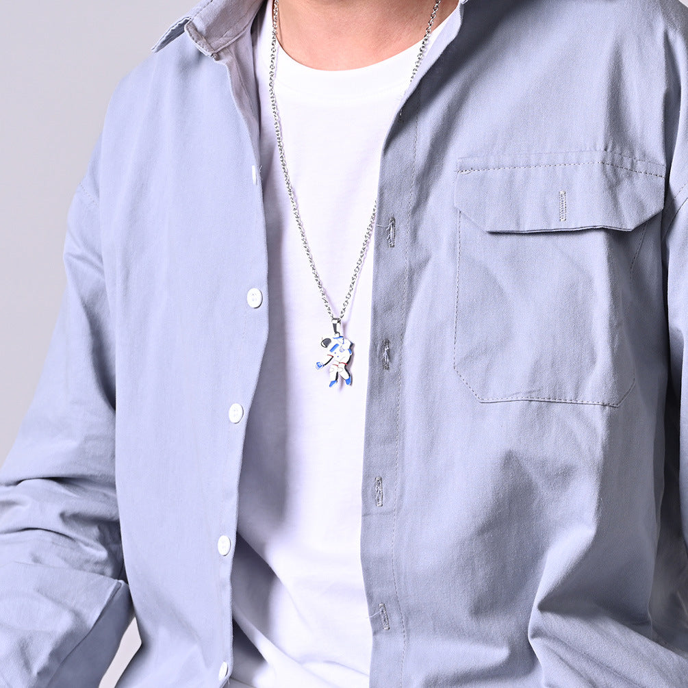 Dazzling Guochao Color Astronaut Tuku Tide Brand Necklace