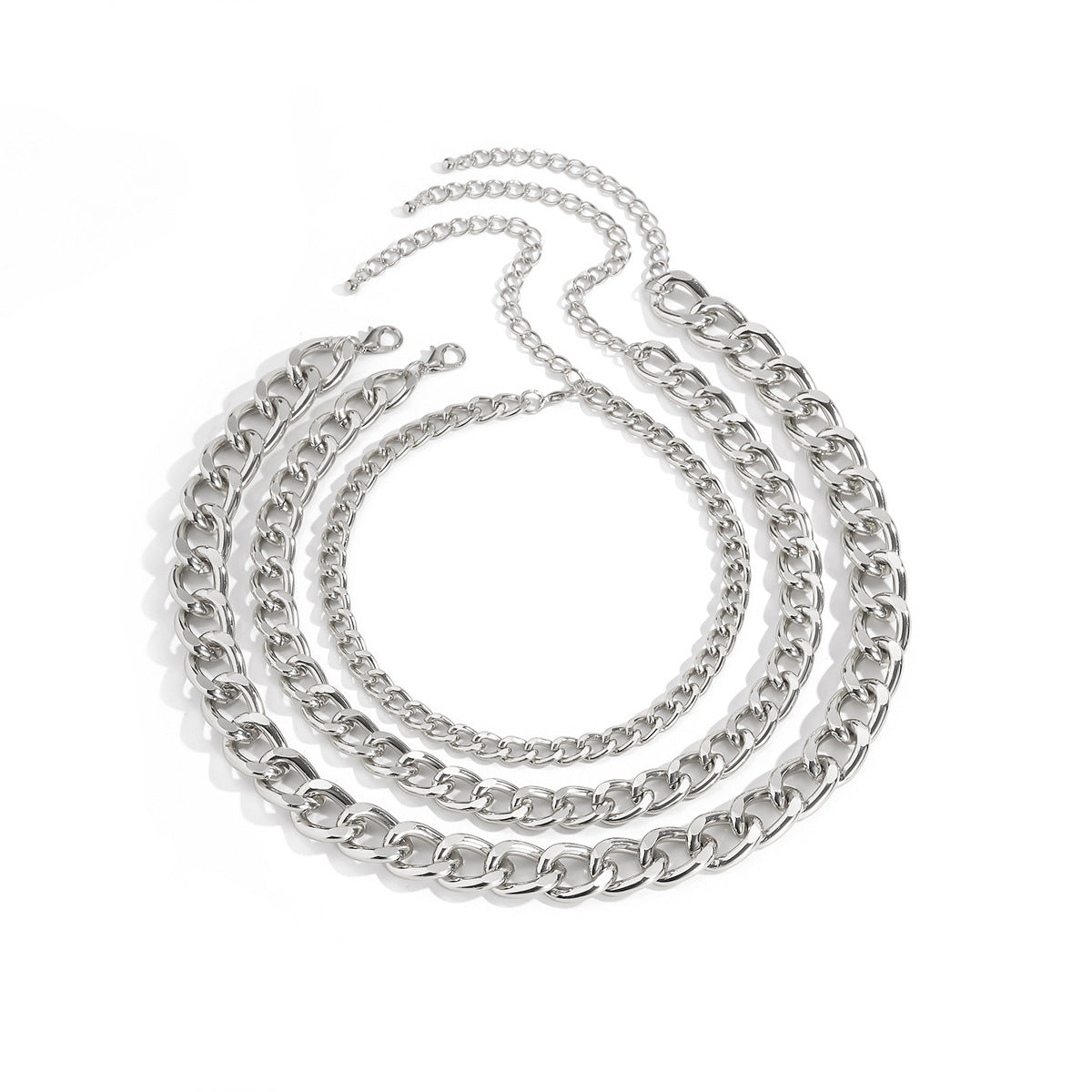 Punk Mixed-Chain Fringe Necklace Collection