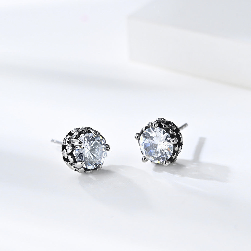 Ins Cold Wind Titanium Steel Zircon Trendy Couple Earrings