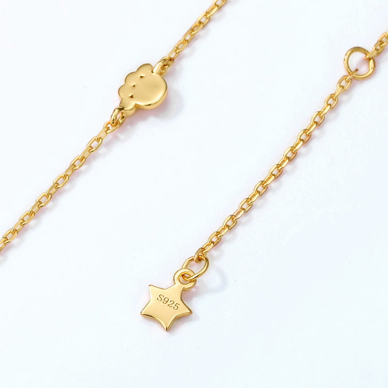 Mandarin Duck Eye Cute Cat Blue Spinel Zircon Sterling Silver Necklace