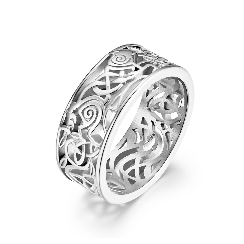 Norwegian Nordic Viking Celtic Werewolf Heart Knot Ring – Unisex Couples Engaged