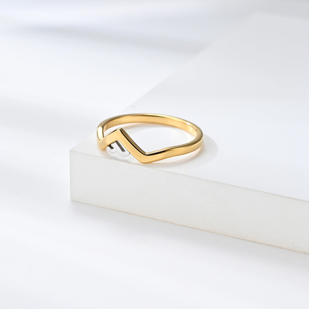The New Literary Trend Men's and Women's Color-Blocked Titanium Steel Rings