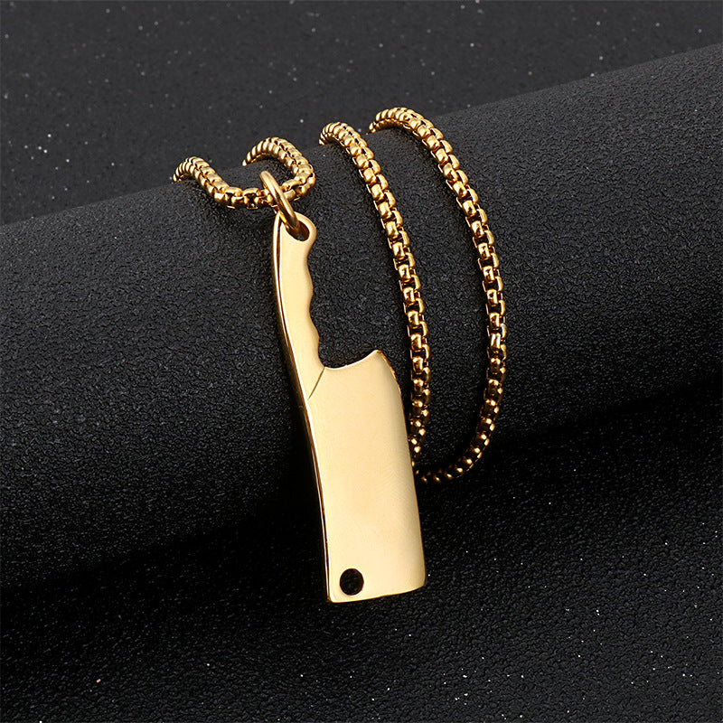 Stylish Mini Kitchen Knife Pendant in Stainless Steel, Personalized Punk Fashion Accessory for Men