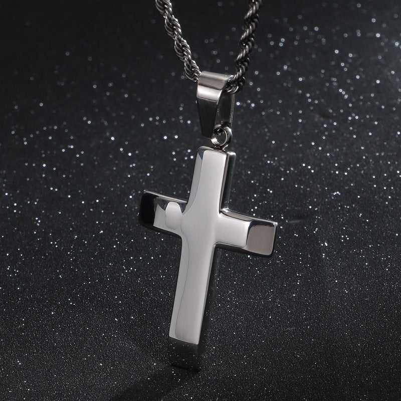 Trendy Stainless Steel Cross Pendant for Men - European and American Style Jewelry