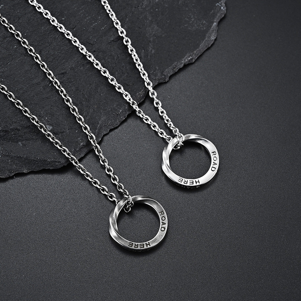 Planderful Mobius Ring Necklace Titanium Steel Eternal Knot For Unisex Everyday Wear