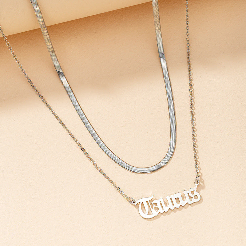 European and American Gothic Zodiac Snake Chain Necklace Set - Vienna Verve Collection