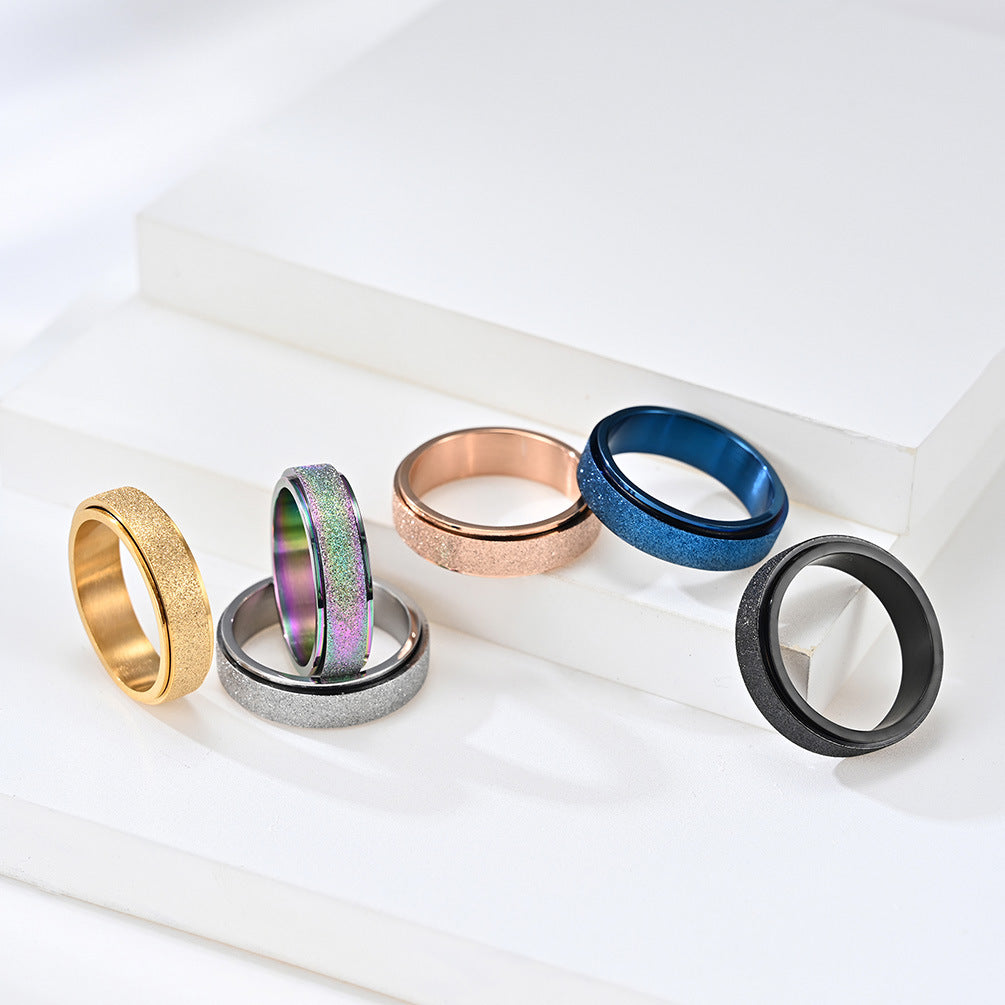 Cross-Border E-Commerce Light Luxury Rotatable Titanium Ring