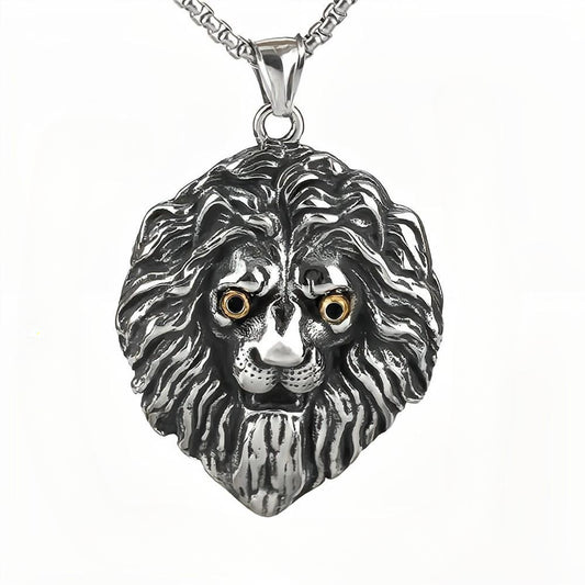 Classic European and American Style Lion Head Pendant Necklace