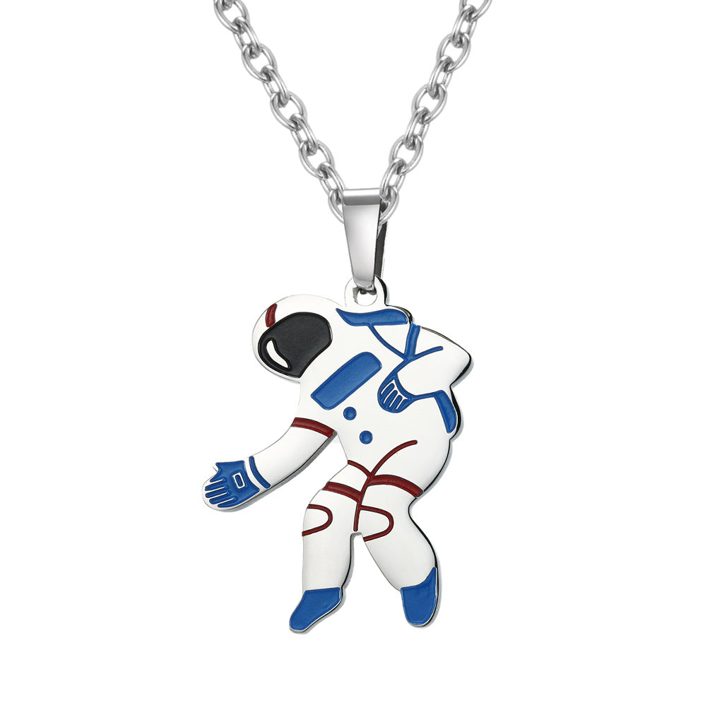Dazzling Guochao Color Astronaut Tuku Tide Brand Necklace