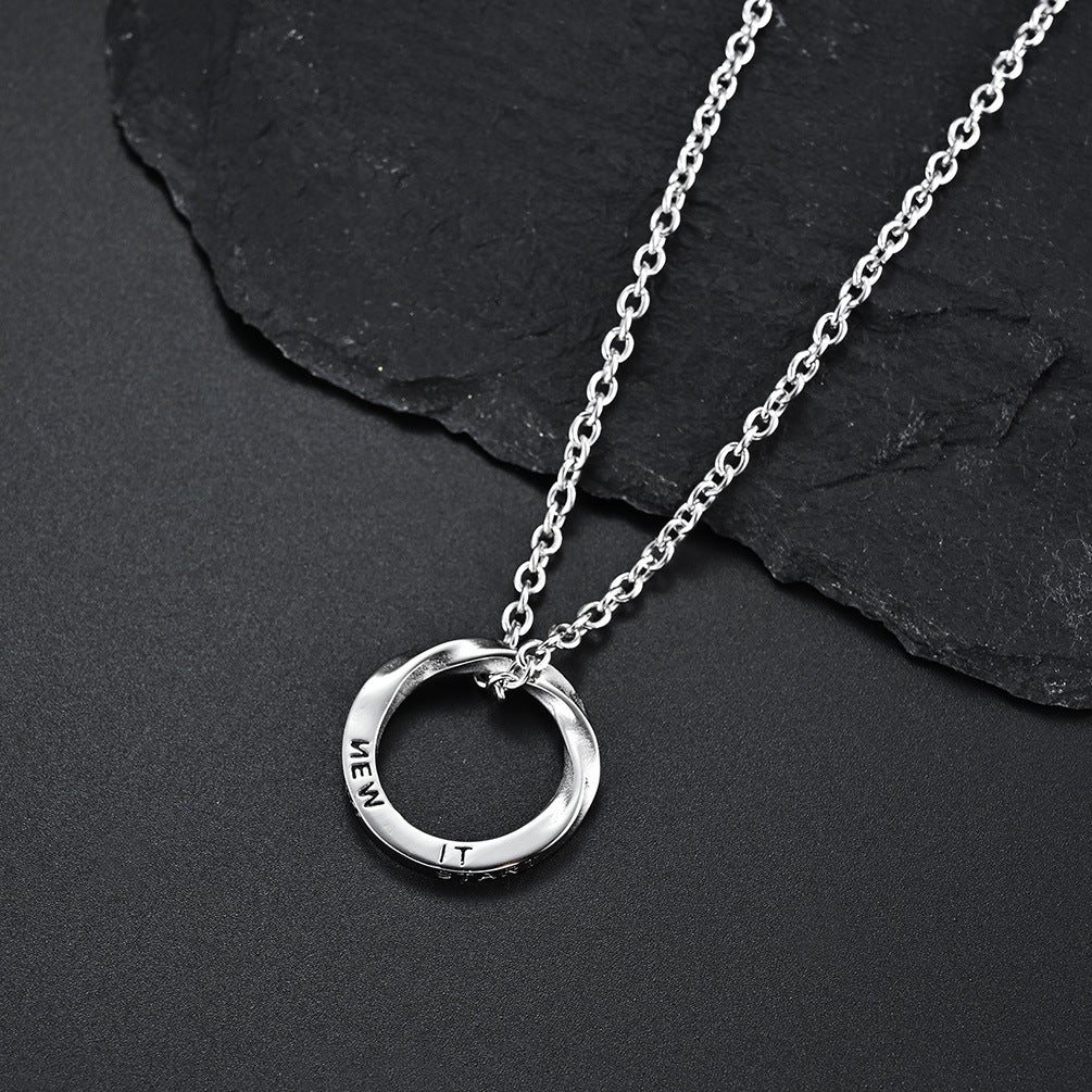 Titanium Steel Mobius Ring Geometric Necklace for Couples