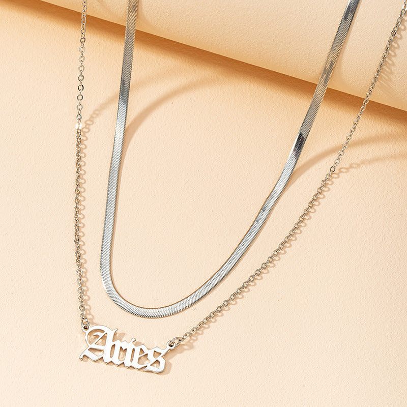 European and American Gothic Zodiac Snake Chain Necklace Set - Vienna Verve Collection