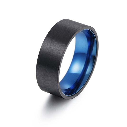 European American Two-Tone Titanium Ring with Frosted Finish for Men