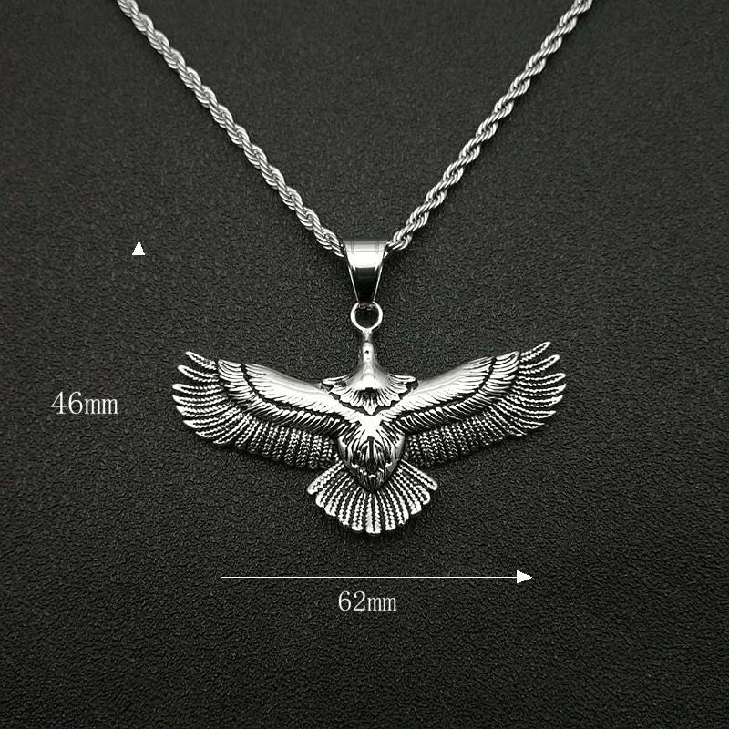 Planderful Eagle Pendant Necklace Titanium Steel Gold Plated Retro Punk Jewelry For Fashion Fans