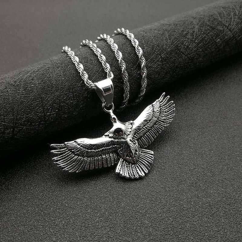 Planderful Eagle Pendant Necklace Titanium Steel Gold Plated Retro Punk Jewelry For Fashion Fans