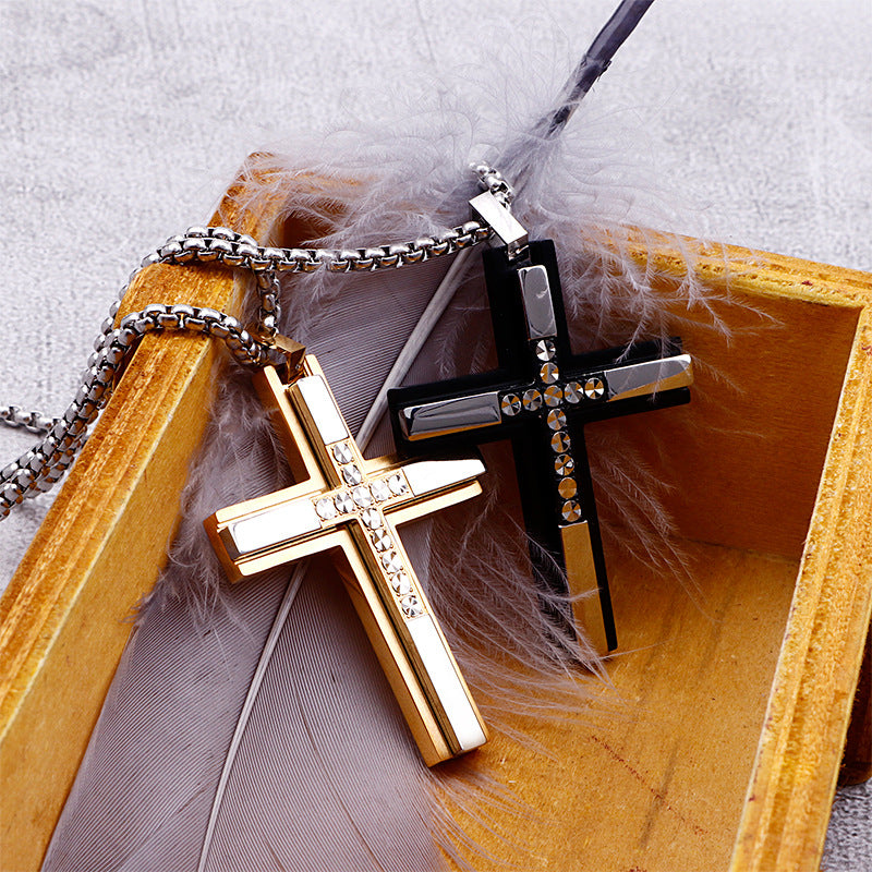 Ebay Aliexpress Titanium Steel Cross Men's Necklace Available For Dropshipping
