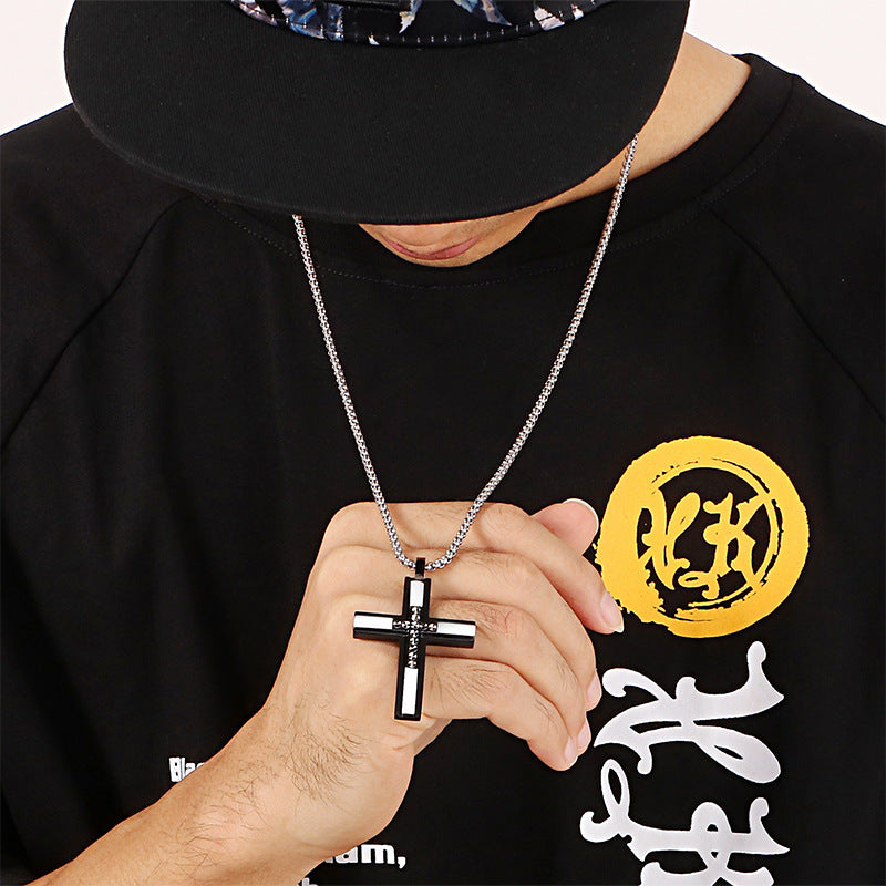 Ebay Aliexpress Titanium Steel Cross Men's Necklace Available For Dropshipping