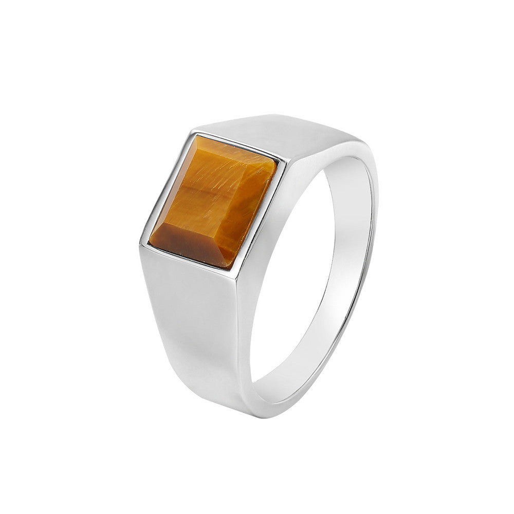 Personalized Tiger Eye Titanium Steel Ring Unisex Minimalist Fashion Jewelry By Planderful Protective Statement