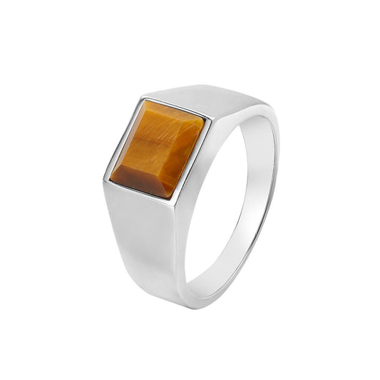 Personalized Tiger Eye Titanium Steel Ring Unisex Minimalist Fashion Jewelry By Planderful Protective Statement