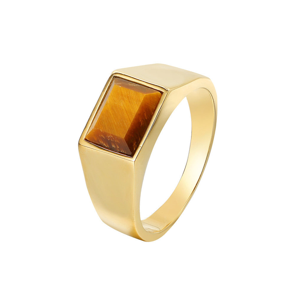 Personalized Tiger Eye Titanium Steel Ring Unisex Minimalist Fashion Jewelry By Planderful Protective Statement