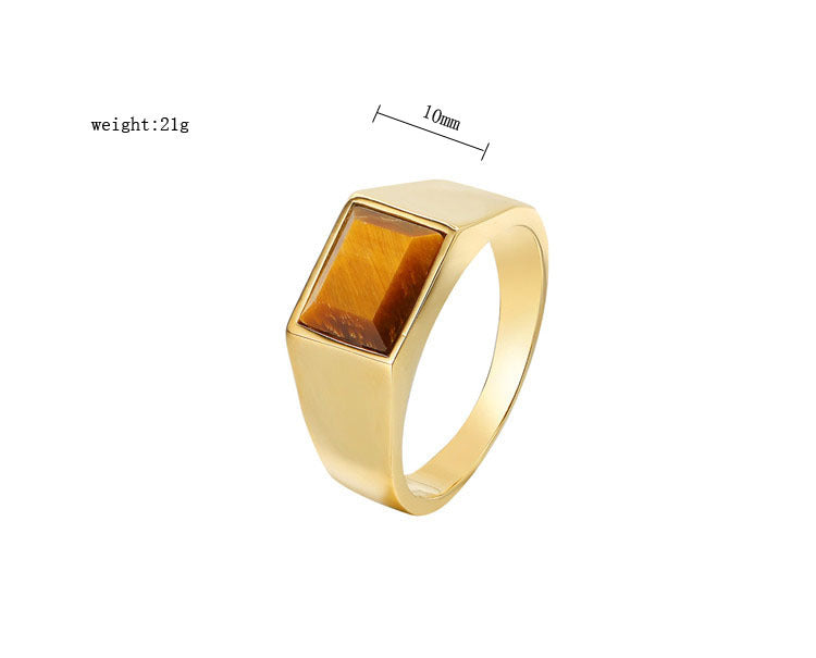 Personalized Tiger Eye Titanium Steel Ring Unisex Minimalist Fashion Jewelry By Planderful Protective Statement