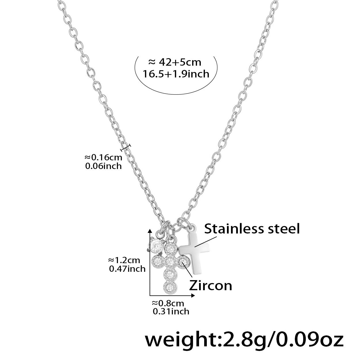 Planderful Zircon Cross Clavicle Necklace Multi Layer Women