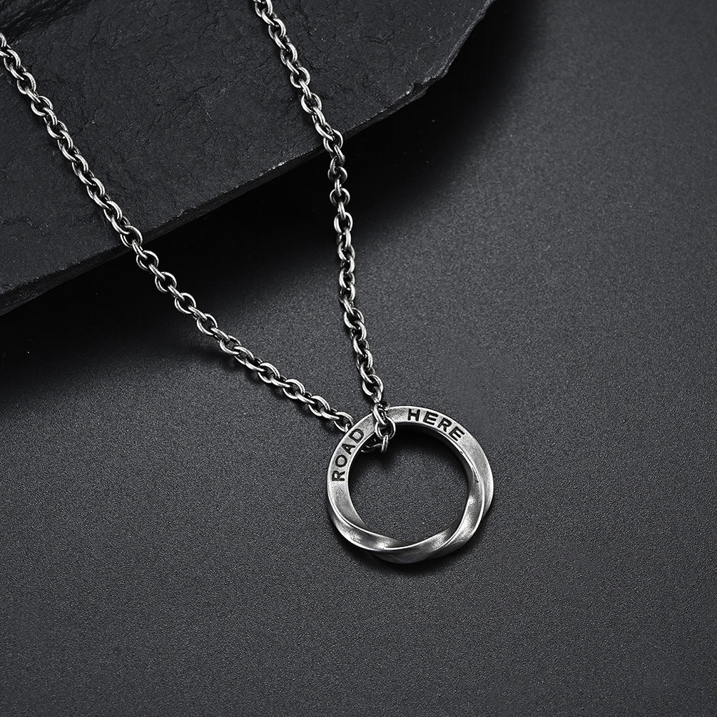 Titanium Steel Mobius Ring Geometric Necklace for Couples