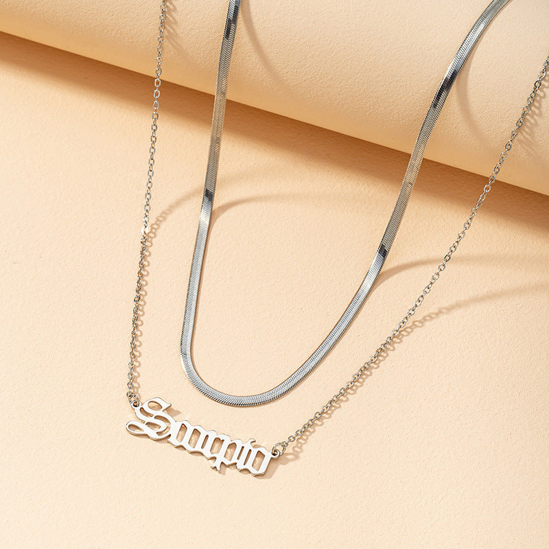 European and American Gothic Zodiac Snake Chain Necklace Set - Vienna Verve Collection