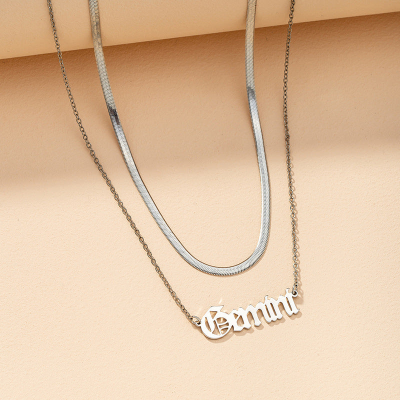 European and American Gothic Zodiac Snake Chain Necklace Set - Vienna Verve Collection