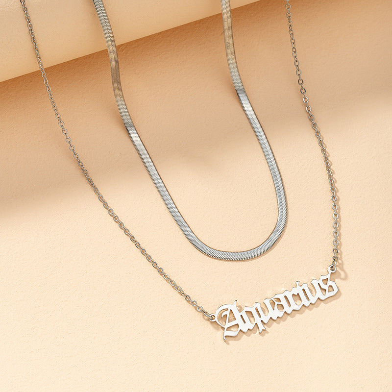 European and American Gothic Zodiac Snake Chain Necklace Set - Vienna Verve Collection