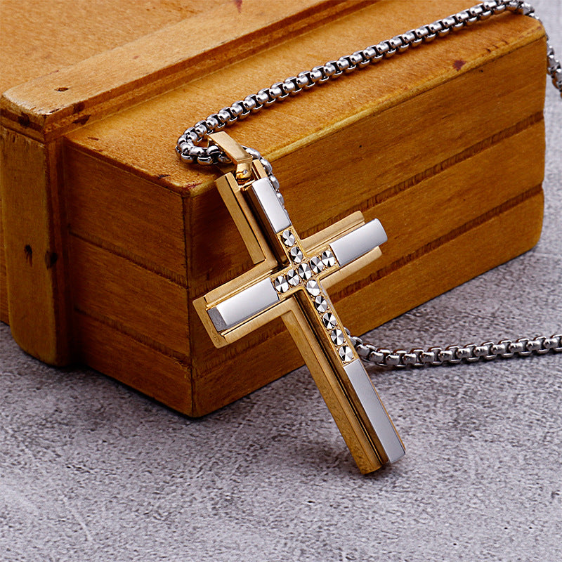 Ebay Aliexpress Titanium Steel Cross Men's Necklace Available For Dropshipping