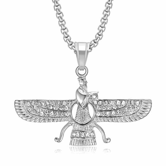 Planderful Everyday Genie Titanium Steel Gold Plated Zircon Persian Zoroastrian Hip Hop Pendant Necklace Hip Hop Fans