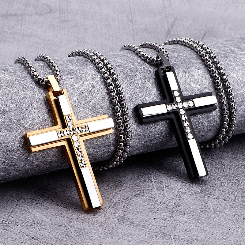 Ebay Aliexpress Titanium Steel Cross Men's Necklace Available For Dropshipping