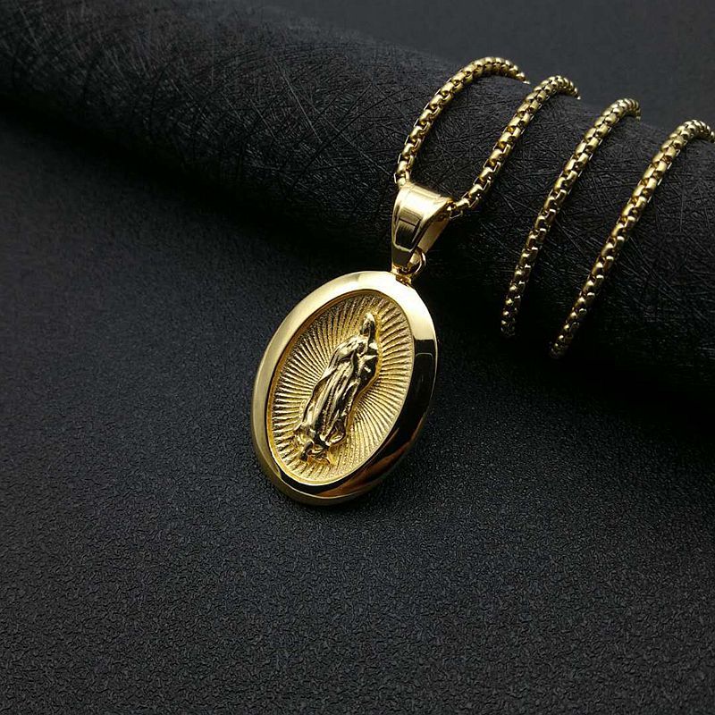 Planderful Everyday Genie Hip Hop Titanium Steel Necklace With Gold Plated Zircon Pendant For Men And Women