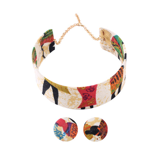 Exaggerated Women's Necklace with African-inspired Ankara Cloth Choker