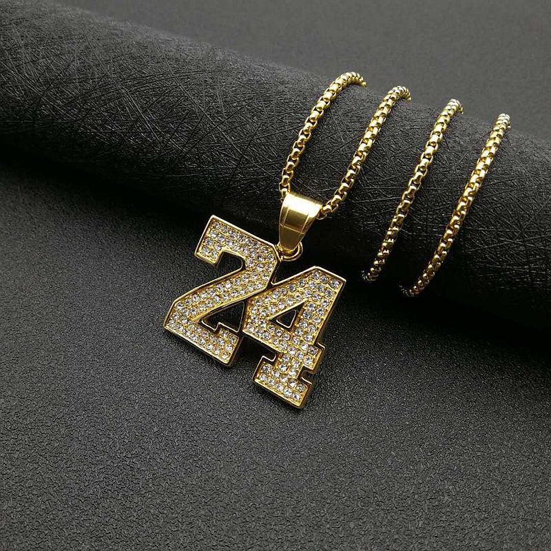 Zircon Necklace – Luxury Hip Hop Basketball Pendant Necklace In Steel Gold-Plated Finish