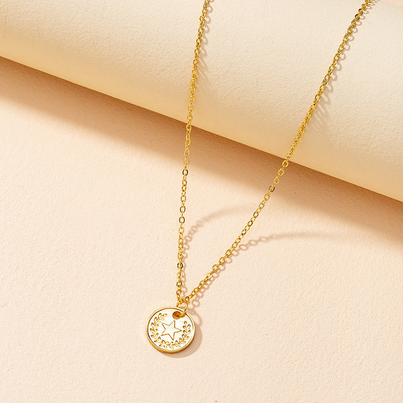 Exquisite Vienna Verve Gold Coin and Star Pendant Necklace