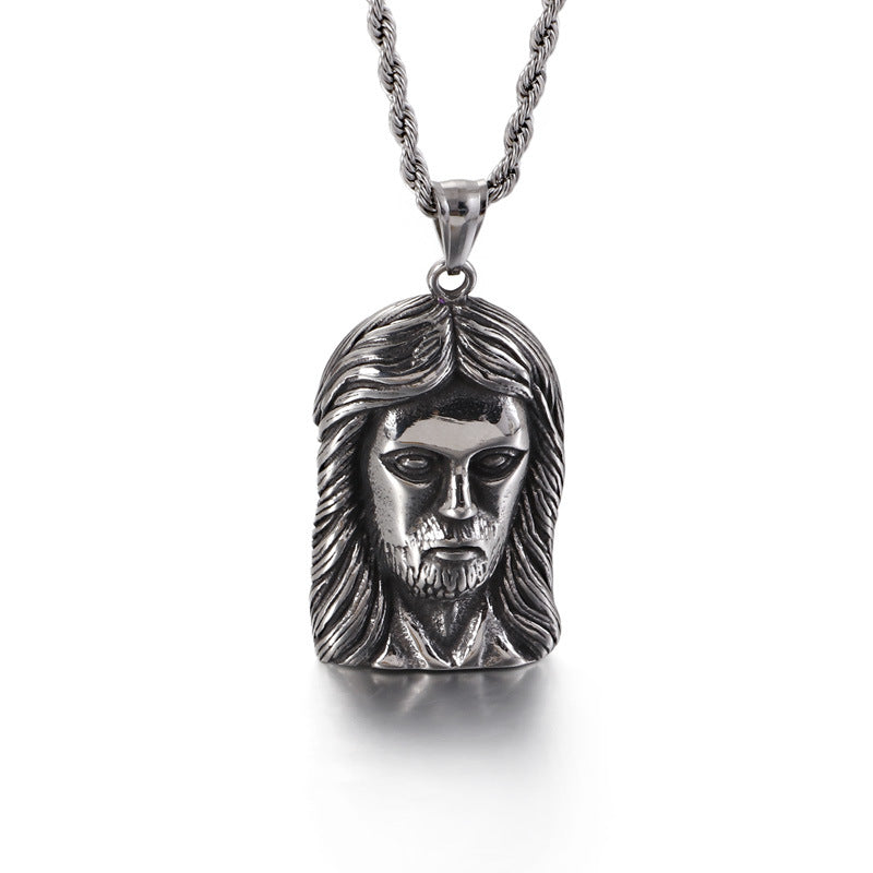 Skull Beard Stainless Steel Pendant Necklace for Men - European Style