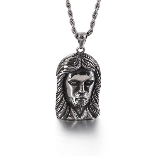 Skull Beard Stainless Steel Pendant Necklace for Men - European Style