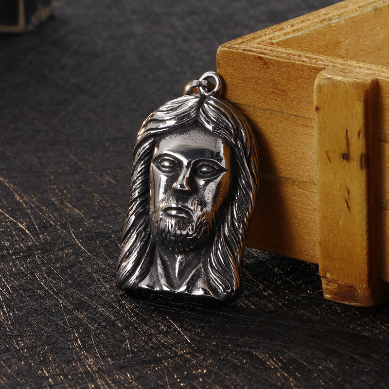 Skull Beard Stainless Steel Pendant Necklace for Men - European Style