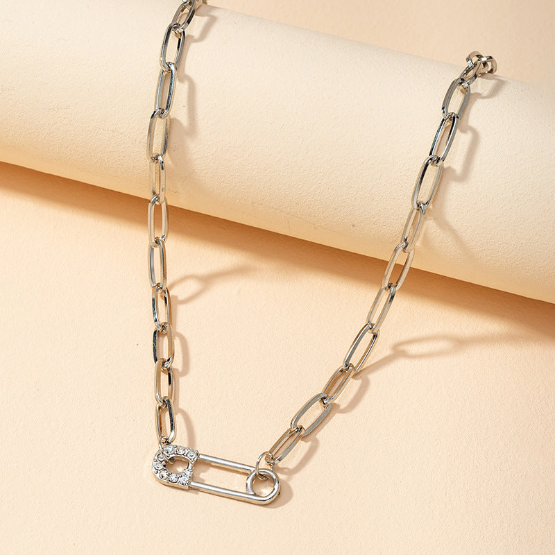 Glimmering Cross-Border Paper Clip Necklace with Niche Design