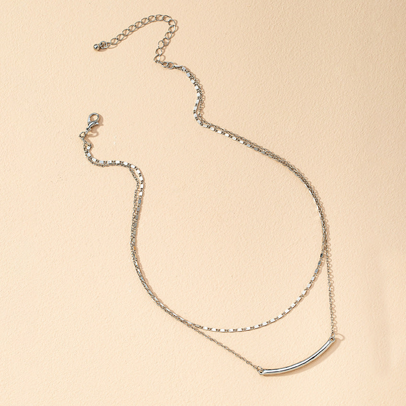 Vienna Verve Two-Layer Metal Necklace with Cross-Border Personality
